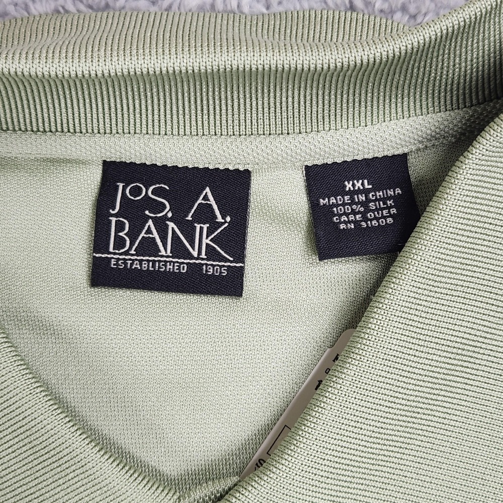Jos. A. Bank Polo Shirt Mens 2XL XXL Light Green 100% Silk Short Sleeve Golf - Picture 3 of 14